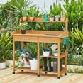 thumbnail image 5 of HLL Potting Bench Outdoor Garden Work Bench Station Planting Solid Wood Construction for Horticulture w/Sink Drawer Rack Shelves Natural Wood, 5 of 18