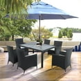 thumbnail image 4 of 7 Pieces Patio Furniture Dining Set, Rattan Dining Table and Chairs Set, Conversation Set with Cushions, Outdoor Dining Set for Garden, Balcony, Poolside, Backyard, Black Wicker+Beige Cushion, W9385, 4 of 11