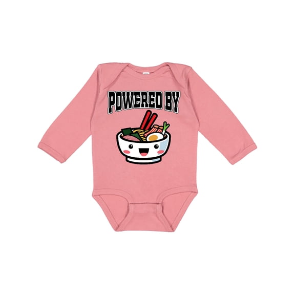 Inktastic Powered By Ramen Cute Noodles Boys or Girls Long Sleeve Baby Bodysuit