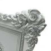 ZXT-parts 8x8 Picture Frame Flower Edge Frame. Resin Handmade Photo Frame. Glass Panel. European Style.White Background Silver Flower.