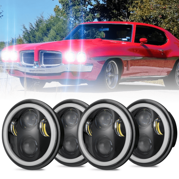 4PCS 5.75" 5 3/4" LED Headlights High Low Beam for Pontiac LeMans 1963-1973