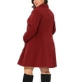 thumbnail image 4 of DARING DIVA Women's Plus Size Notch Lapel Double Breasted A Line Peacoat 4X Burgundy, 4 of 6