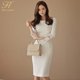 thumbnail image 1 of H Han Queen-vestido de tubo de retazos de encaje sólido para mujer, vestido ajustado Sexy, ropa de trabajo de muñeca OL, otoño, 1 of 5
