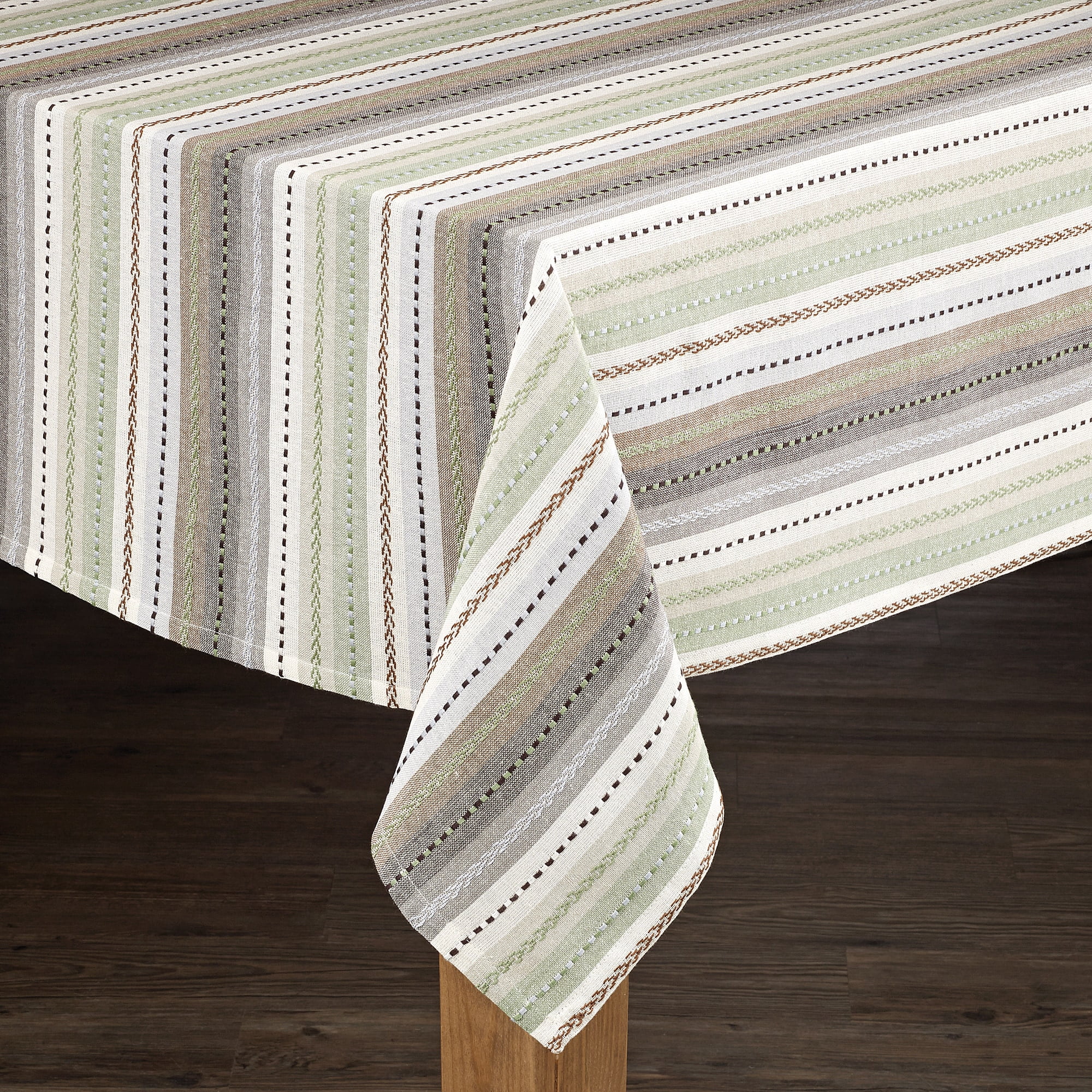 Phoenix Stripe 100% Cotton Tablecloth 70" Round in Red