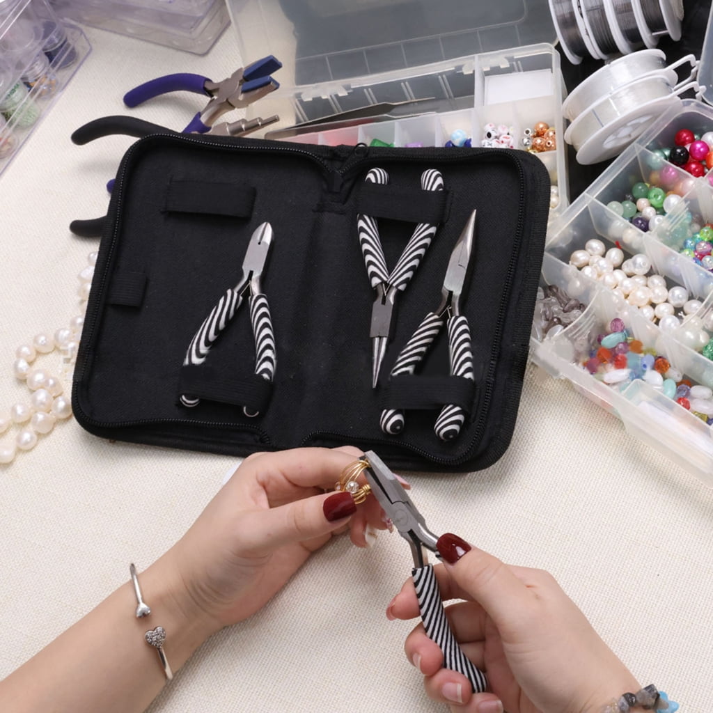 Zebras Stripe Handle Pointed Round Oblique Flat Nose Plier with Bead Shovel Tool