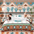 thumbnail image 3 of Erosebridal Tropical Cactus Queen Duvet Cover Set, Farmhouse Aztec Bedding, Reversible 3pcs, 1 Duvet Cover and 2 Pillowcases (No Comforter), 3 of 6