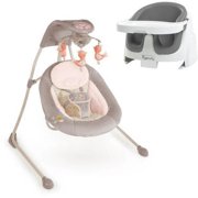 Ingenuity InLighten Cradling Swing, Piper with BONUS Ingenuity 2-in-1 Booster Seat, Slate