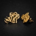 thumbnail image 5 of Men's Large 14k Yellow Gold Plated 925 Sterling Silver Screw Back Post Retro 90's Hip Hop Textured Solid Gold Big Nugget Stud Earrings, 5 of 6
