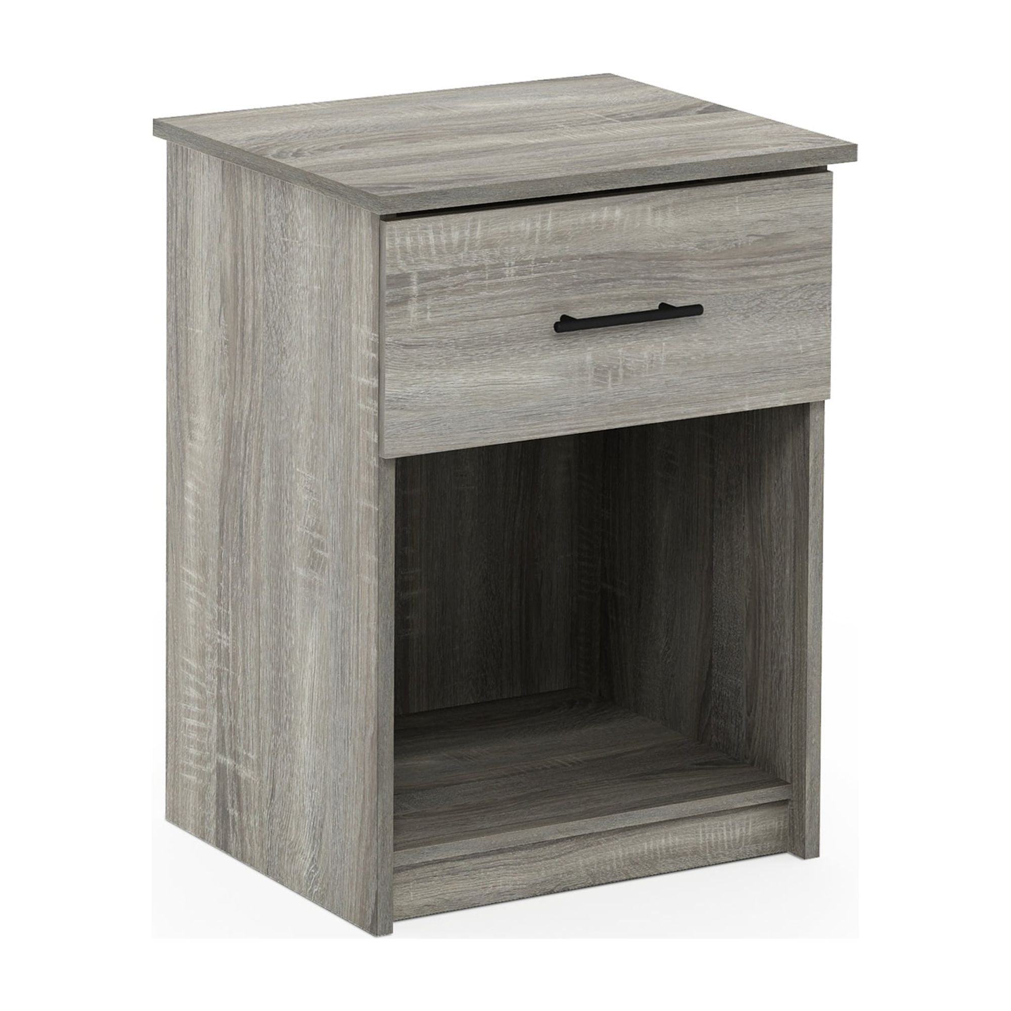 Furinno Tidur Nightstand with Handle with One Drawer, French Oak Grey