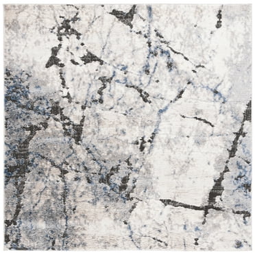 SAFAVIEH Petra Jesper Abstract Area Rug, Ivory/Light Grey, 6'7" x 6'7" Square