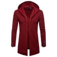 thumbnail image 2 of Baqcunre Hoodies For Men Men'S Hooded Solid Zipper Trench Coat Jacket Cardigan Long Sleeve Outwear Blouse Zip Up Hoodie Men Tops For Men Wine Red XL, 2 of 3