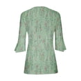 thumbnail image 3 of Blouses pour Femmes, T-Shirt Imprimé Manches 3/4 Blouse Col en V Décontractée, 3 of 5
