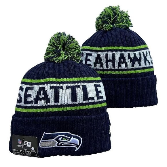 Seattle Seahawks Sport Fans Cuffed Stylish Toque Cap Knitted Beanie Hat 2024 Woolen Winter Football Cap Sport