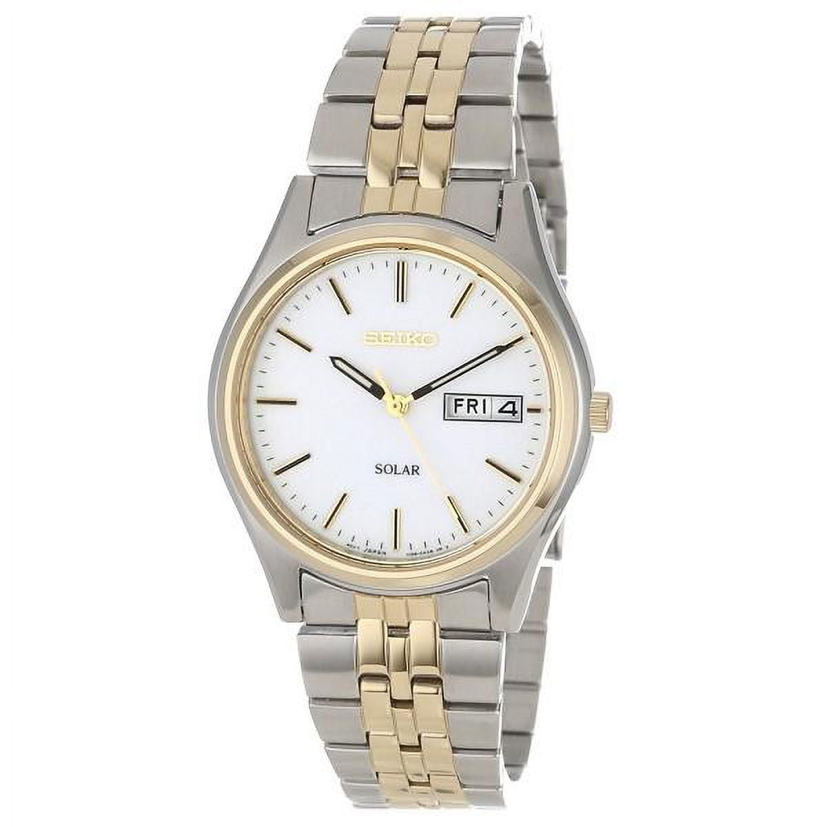 Seiko Men's Solar Two-Tone Day/Date Watch - Charcoal Dial Seiko Men's Solar Two-Tone Day/Date Watch - Charcoal Dial
