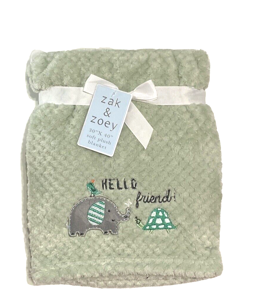 BLANKET PLUSH ZAK & ZOEY BOYS TURTTLE TEXTURED BABY TODDLER CRIB