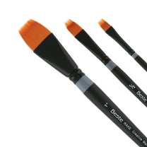 Creative Mark Beste Golden Taklon Brush Rake, Set of 3 Artist Paint Brush, Professional Watercolor Brushes, For Acrylic Painting, Short Handle, Sharp Edges, Hand-Tied & Shaped
