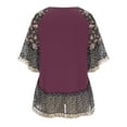 thumbnail image 5 of Cute Party Summer Tops for Women Plus Size Boho Flowy Loose Womens Blouses Trendy Tunics Round Neck Floral Print Color Block Shirts for Women Dressy 3/4 Sleeve Casual Tshirt, 5 of 7