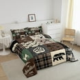 thumbnail image 2 of Hunting Deer Bear Bedding Sets, Rustic Farmhouse Comforter Set Cabin Decor, Vintage Buffalo Plaid Patchwork Quilt Country Forest Wild Animal Down Comforter King Teens Adult, Brown, 2 of 5