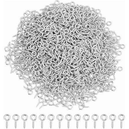 1000Pcs Screw Eye Pin Platinum Iron Pin Peg Bail Bulk 8mm Eye Hook Screw for DIY