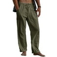 thumbnail image 3 of Men's Linen Pants Casual Loose Pants Drawstring Elastic Waist Sweatpants, 3 of 5