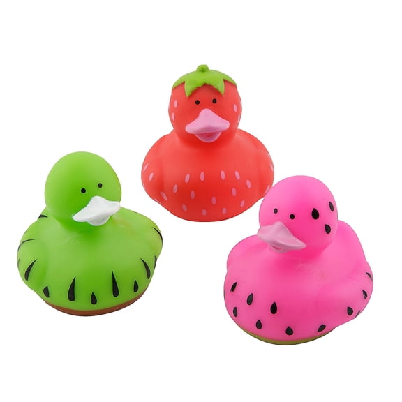 Fun Express 2" Brightly Colored Summer Fruits Rubber Ducks - 12 Pieces