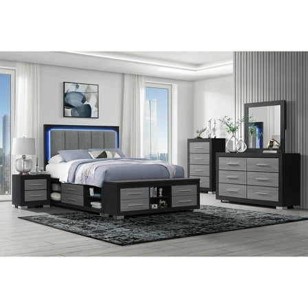 Emma Black and Gray Queen 5PC Bedroom Set