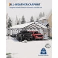 thumbnail image 4 of Metal Carport, Steel Carport 20x40x12 ft Heavy Duty Enclosed Outdoor Shelter - Vertical Roof, All-Weather Protection for Pickup Trucks Boats Tractors Vehicles, 4 of 6