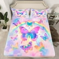 thumbnail image 2 of Castle Fairy Gradient Butterflies Twin Sheet Sets 3pcs for Kids Children,Kawaii Ombre Rainbow Twin Fitted Sheet Microfiber,Dreamy Princess Breathable Flat Sheet,Lightweight Room Decor, 2 of 7