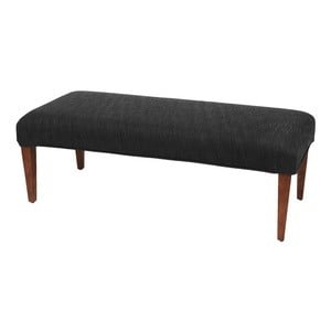 Black Minimal Style Traditional Bench Made Of 75%Polyester,25%Rayon In Natural Walnut Finish - Bench