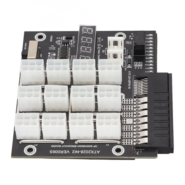 Tablero de Ruptura de la Gpu de Minería, Pantalla LED de 6pin Módulo de Alimentación de 12v Potencia de Ruptura de Minería Flash LED 12 Puerto para 1400W 1600W PSU PARA 500W