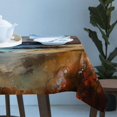 thumbnail image 3 of Mountain Rectangle/Square/Round Waterproof Tablecloths 60x120 inch Modern Landscape Oil Painting Abstract Art Polyester Table Cloth Table Cover Tabletop Decorations for Wedding Party Dinner, 3 of 6