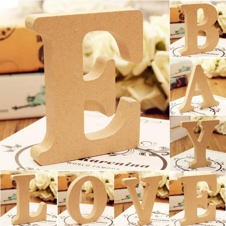 Wood Letters 6 Inch L for Wall Decor,Unfinished White Wooden Letters  Monogram Letters for DIY Craft Decorative Standing Letters Slices Sign  Board