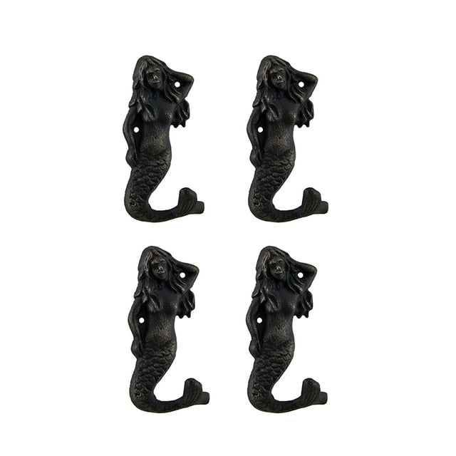 Ensemble de 4 Crochets Muraux en Fonte Finition Bronze Noirci