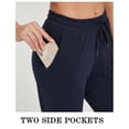 thumbnail image 5 of Stelle Women's Cotton Capri Joggers Pants with Side Pockets Workout Sweatpants,Drawstring Waist Running Yoga Athletic Tapered Casual Pants Lightweight Lounge Pants 20",XS-XXL Navy, 5 of 7