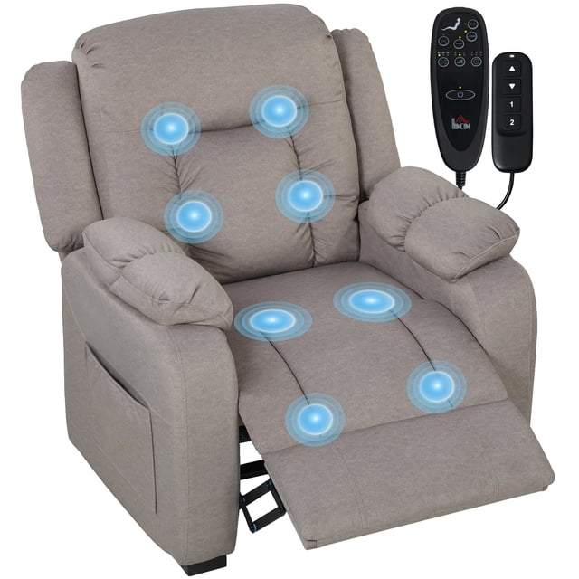 HOMCOM Massage Recliner Chair with Quiet Motor Pet-Friendly Fabric Brown
