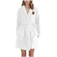 thumbnail image 3 of Aboser Womens Fuzzy Plush Robes Long Soft Fluffy Bathrobe Warm Fleece Loungewear Winter Knee Length Flannel Robes Comfy Long Sleeve Sleepwear White XXL, 3 of 4