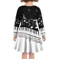 thumbnail image 3 of FKELYI Music Notes Long Sleeve Dress Breathable Crew Neck Girls Midi Dress Long Sleeve Soft School Teenage Girls Dresses Size 13-14 Years, 3 of 4