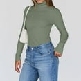 thumbnail image 5 of Women's Ribbed Turtleneck Sweater Slim Fit Long Sleeve, Fall Fashion Basic Casual Pullover Top Light Green M, 5 of 7