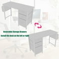 thumbnail image 5 of AENKYO Computer Desk with Drawers & Charging Station, Reversible Office Desk with Storage, White, 5 of 8