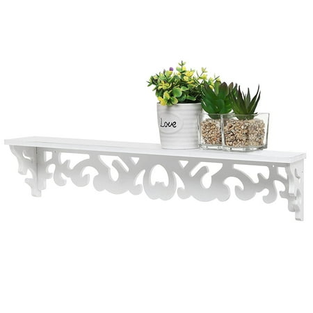 Wall Storage Furniture Hilitand White Display Shelf Wall Mounted Shelves Cutout Scrollwork Design Floating Storage Furniture Home Decor Stand ()