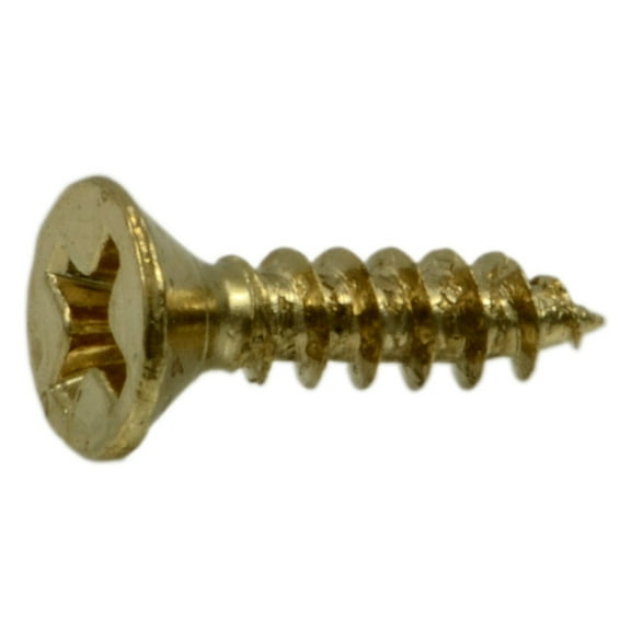 #5 x 1/2" Brass Plated Steel Phillips Flat Head Hinge Screws (50 pcs.)