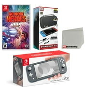 Nintendo Switch Lite Console Gray with No More Heroes 3, Accessory Starter Kit and Screen Cleaning Cloth Bundle
