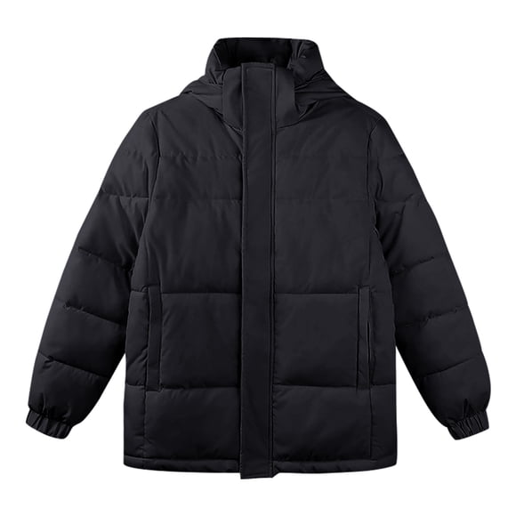 Aoiroe Plus Size Coat Womens Puffer Jacket With Hood Oversized Casual Loose Solid Long Fur Coat Winter Jacket Varsity Jacket Women Warm Winter Coats For Women Black S