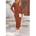 thumbnail image 5 of PRETTYGARDEN Women's 2 Piece Sets Lounge Striped Sweater Fall Casual Long Sleeve Knit Midi Skirts Matching Travel Outfits, 5 of 7