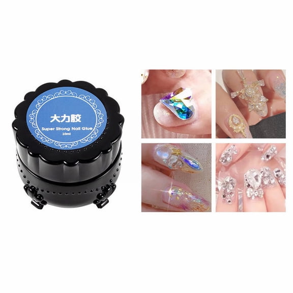 No-Wipe Super Rhinestone Glue 10Ml, Round Bottle - Professional Thick Rhinestone Glue for Nail Art, Long Lasting Led Cure Adhesive 10Ml, Nail Art Easter Mother'S Day Liquor Liquor Makeup Organizers