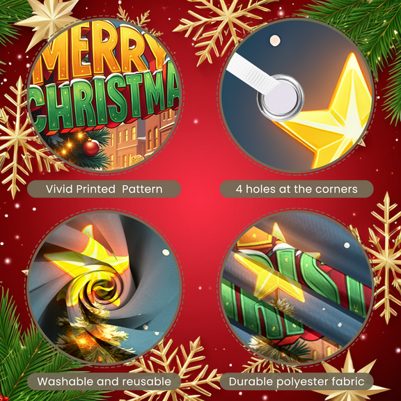 Plaid Pattern Santa Claus Banner Welcome Christmas Decoration Striped Design Polyester for Holiday Party Indoor Decoration Festive Event