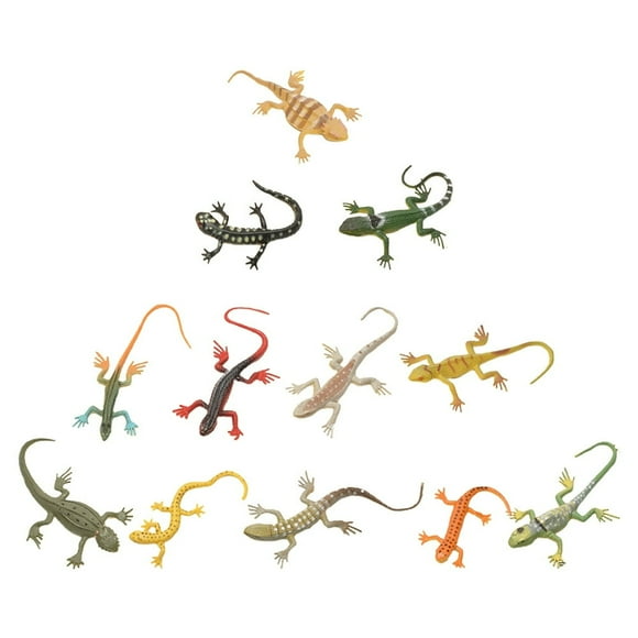 HLONK 12 Pcs Jouets de Lézard Artificiel Lézard en Plastique Jouet Éducatif Accessoire d'Halloween Faux Reptile Animal Simulation Gecko Enfant