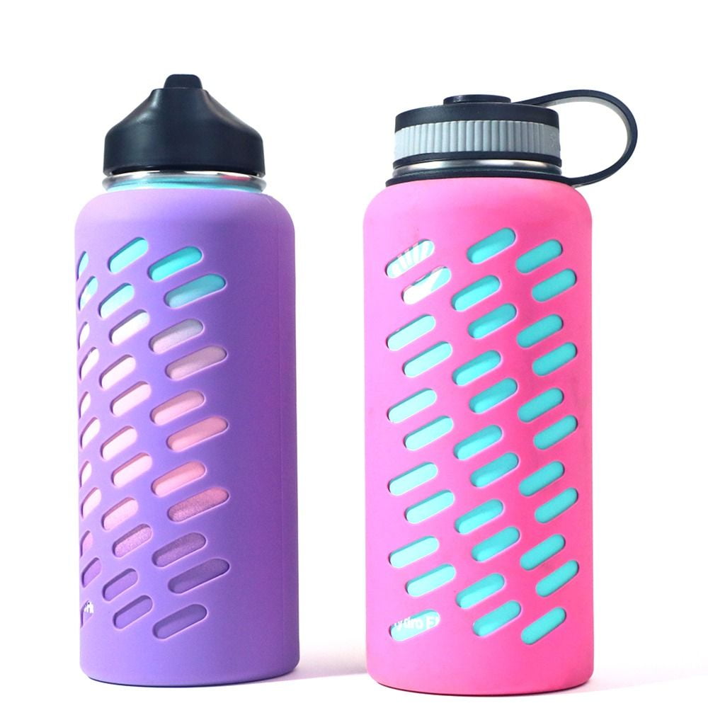 Heat-Insulated Water Bottle Cover Silicone Material Scratch Resistant for  Outing Traveling Camping Gray 18OZ 