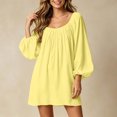 thumbnail image 5 of Sheghy Balloon Long Sleeve Round Neck Mini Dress Oversized Autumn Winter Everyday Wear Yellow XL, 5 of 6