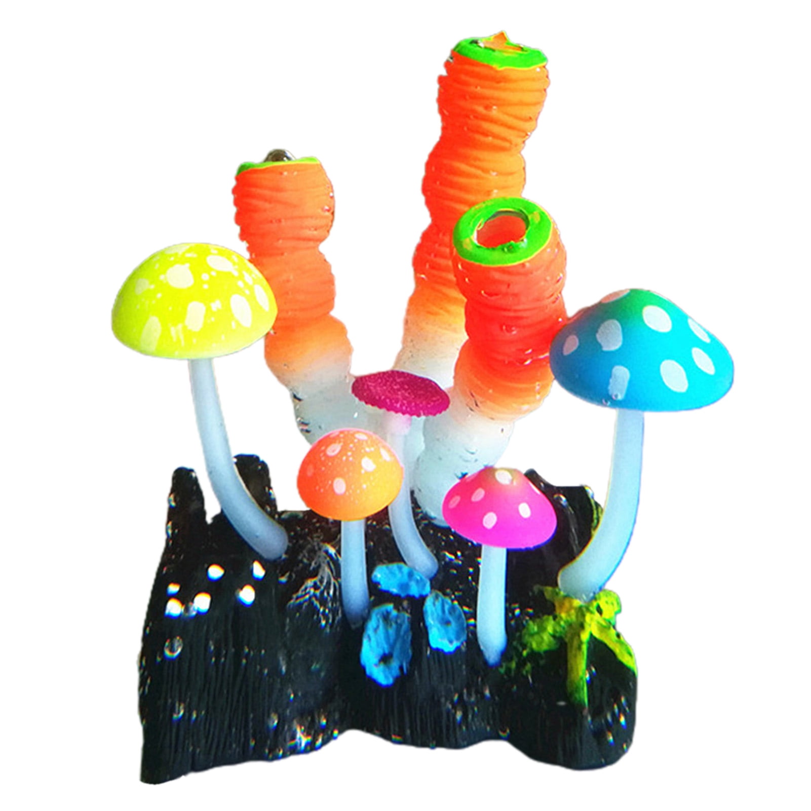 Walbest Glowing Effect Artificial Mushroom Finger Coral Aquarium Plant Decor Ornament Decoration for Fish Tank Landscape